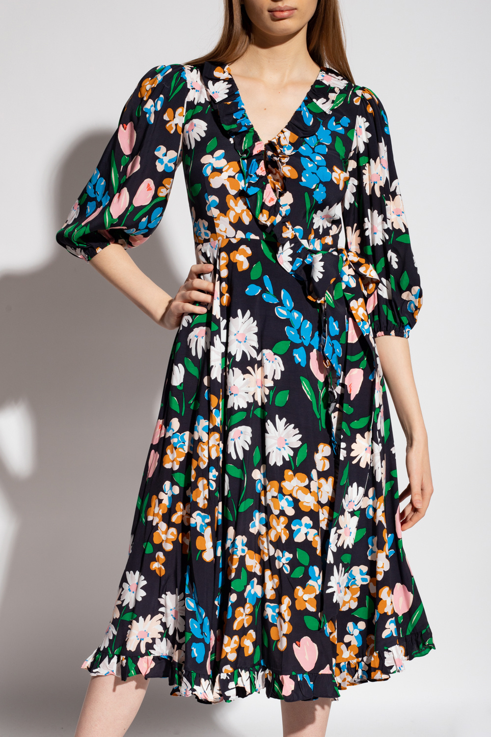 Black Wrap dress with floral motif Kate Spade - IetpShops